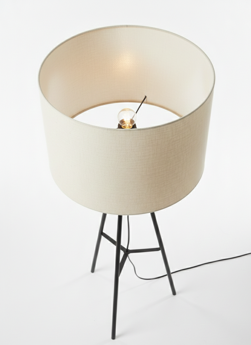 Matte Black Geometric Tripod Lamp