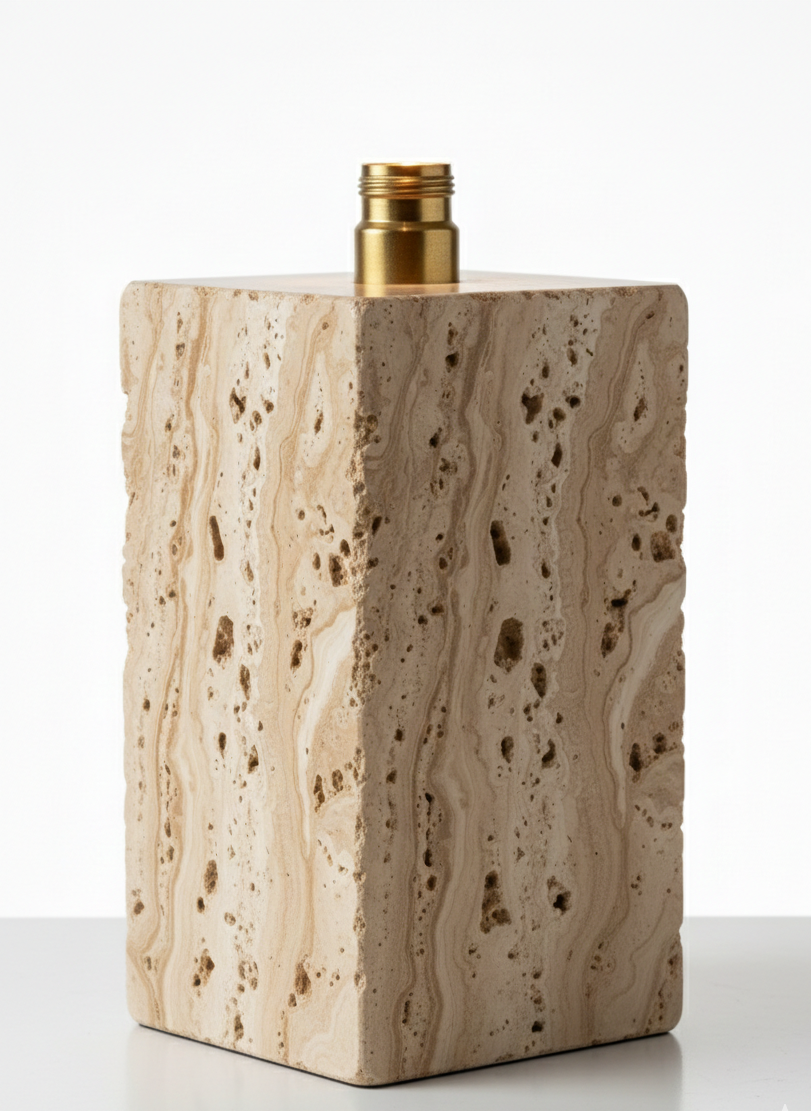 Honed Travertine Block Lamp