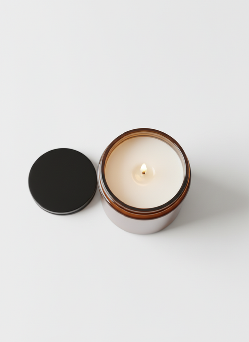 Brown Amber Glass Soy Wax Candle