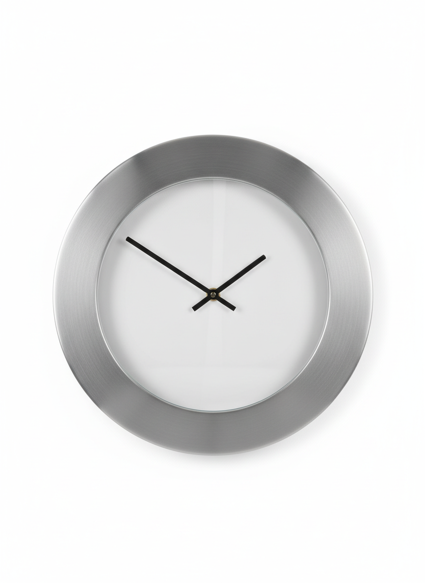Silver Brushed Aluminum Silent Wall Clock
