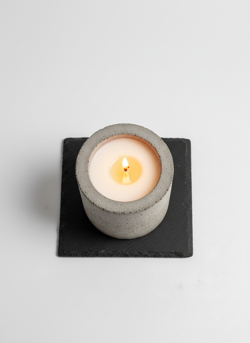 Concrete-Encased Unscented Pillar Candle