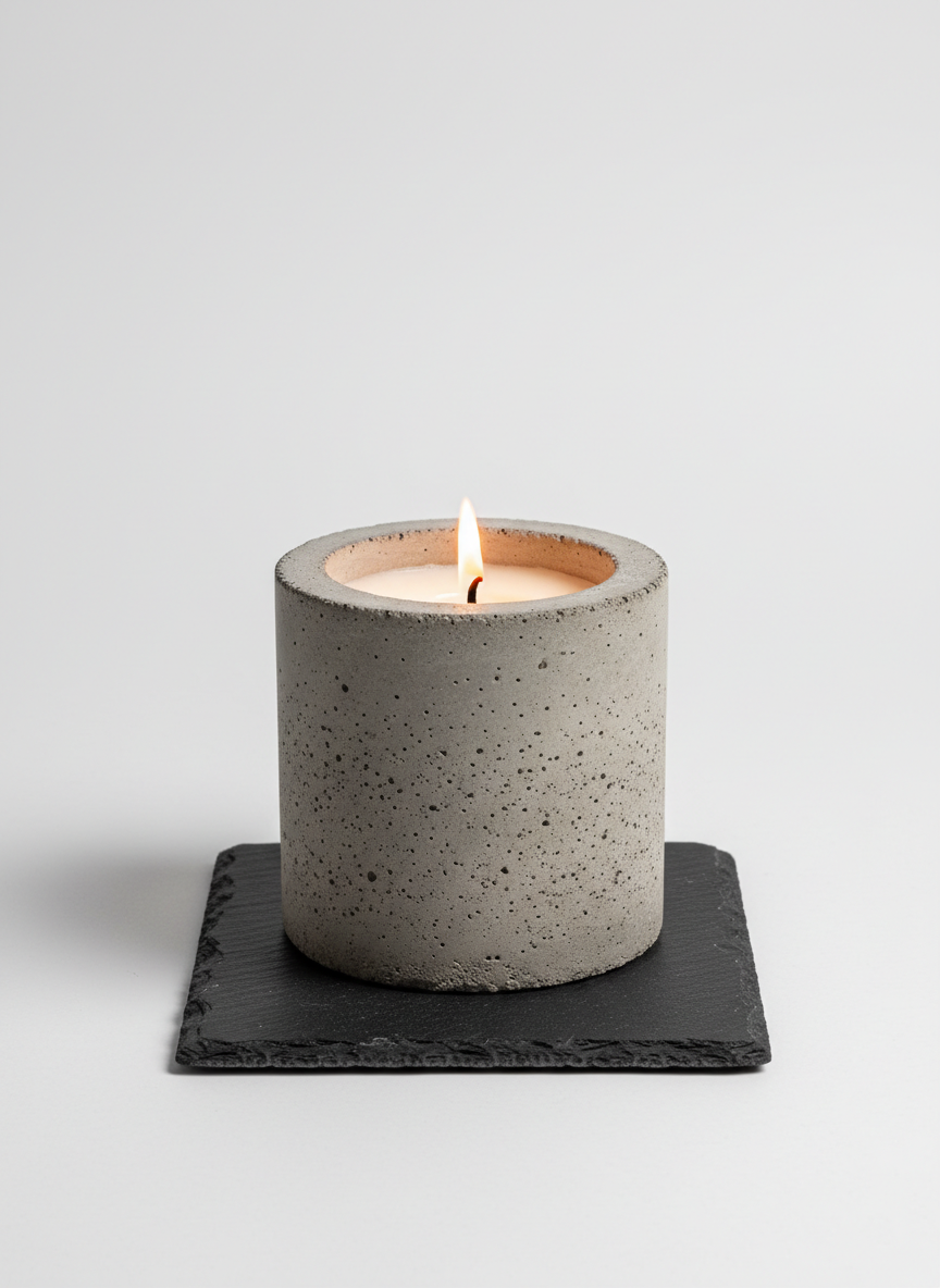Concrete-Encased Unscented Pillar Candle