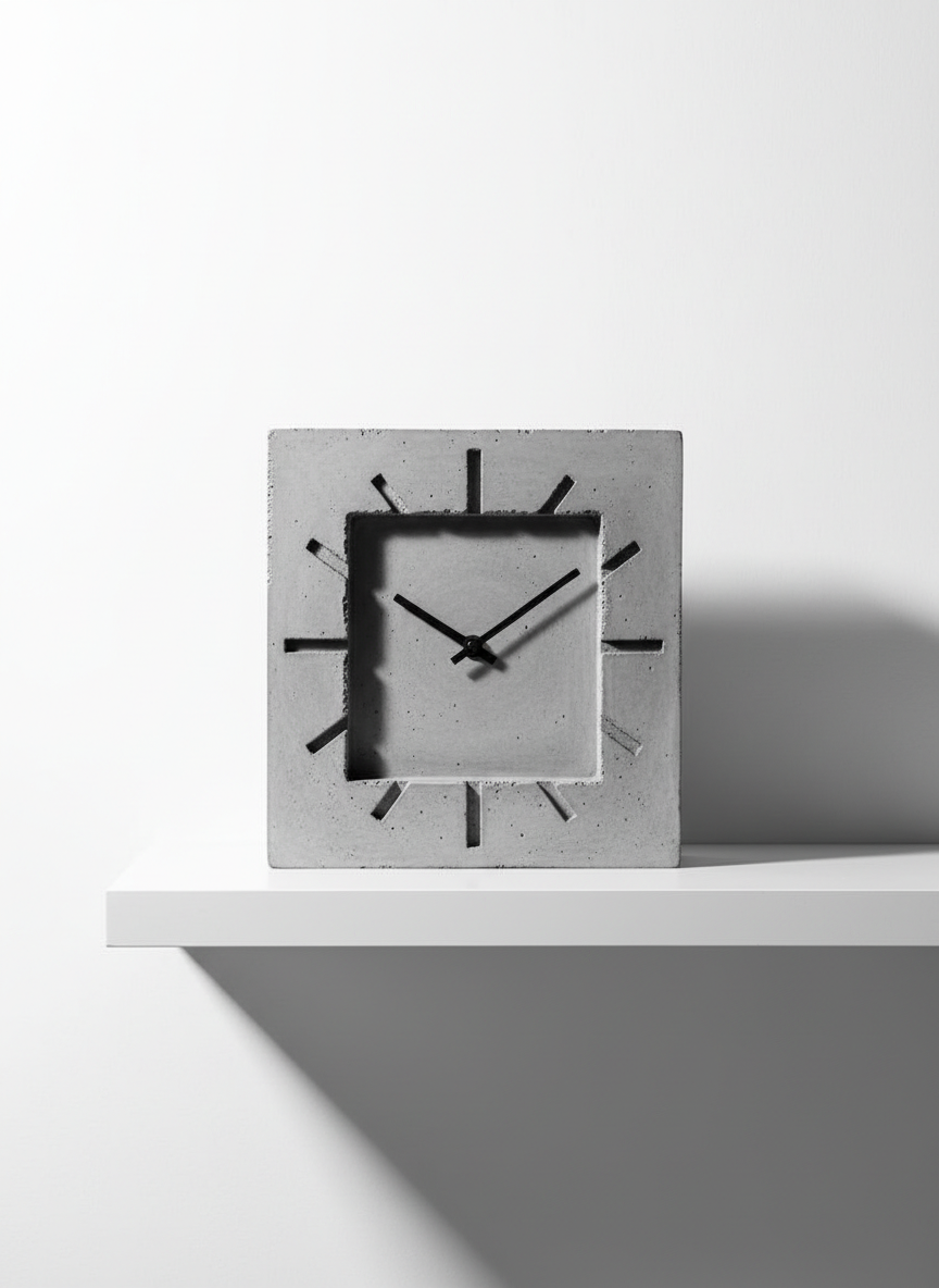 Grey Concrete Minimalist Mantle Clock