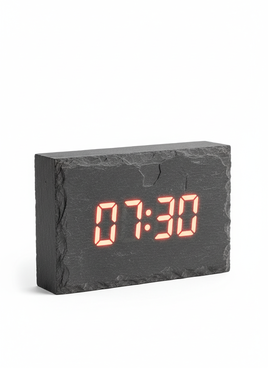 Black Digital Slate Bedside Clock