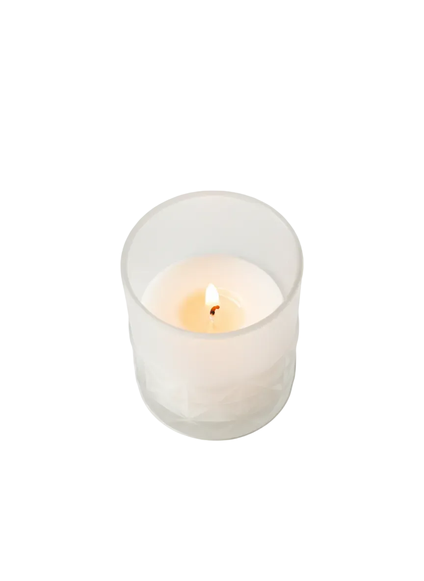 Frosted White Geometric Votive Candle