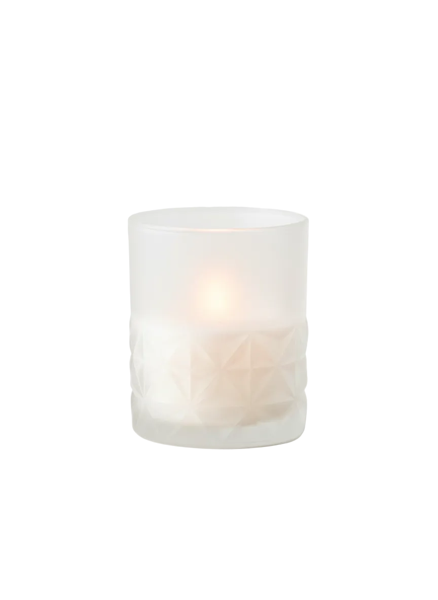 Frosted White Geometric Votive Candle