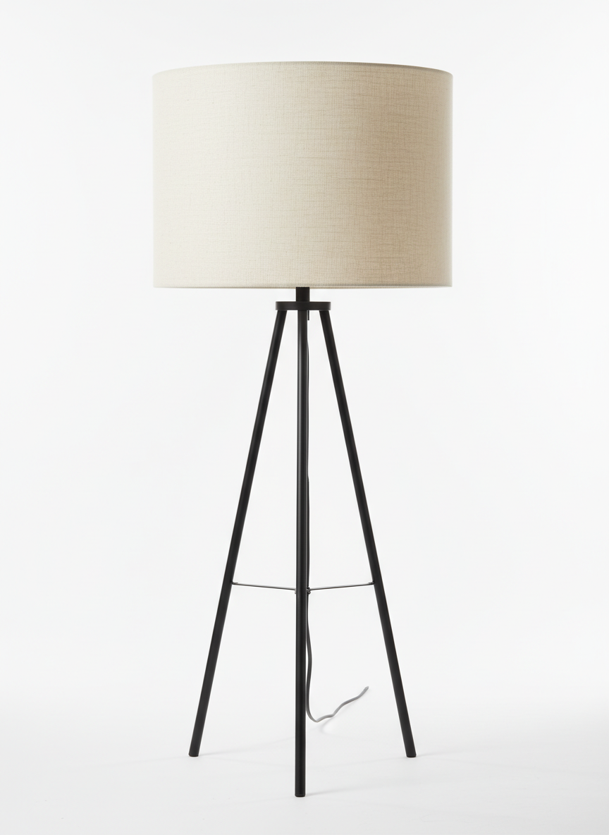Matte Black Geometric Tripod Lamp