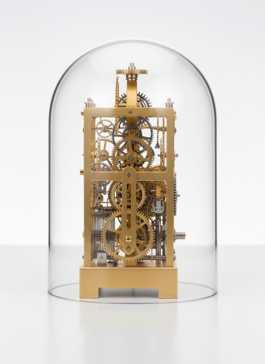 Gold Skeletonized Mechanical Gear Clock