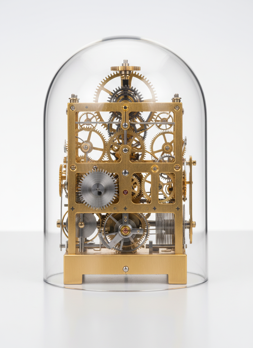 Gold Skeletonized Mechanical Gear Clock