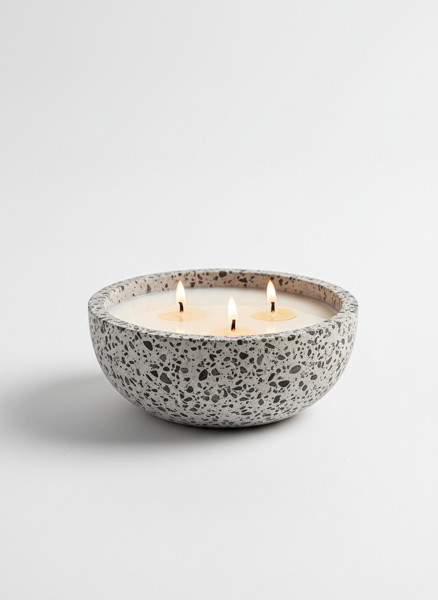 Grey Multi-Wick Terrazzo Bowl Candle