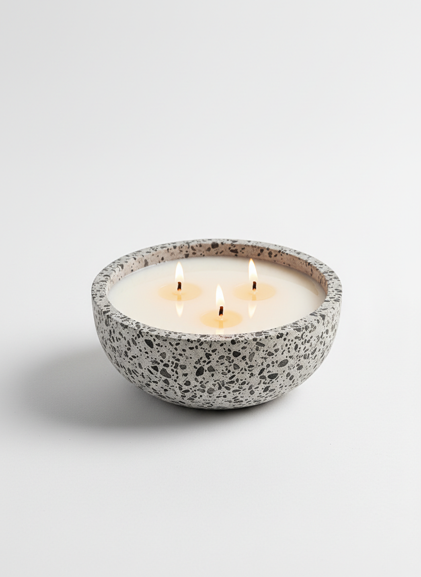 Grey Multi-Wick Terrazzo Bowl Candle