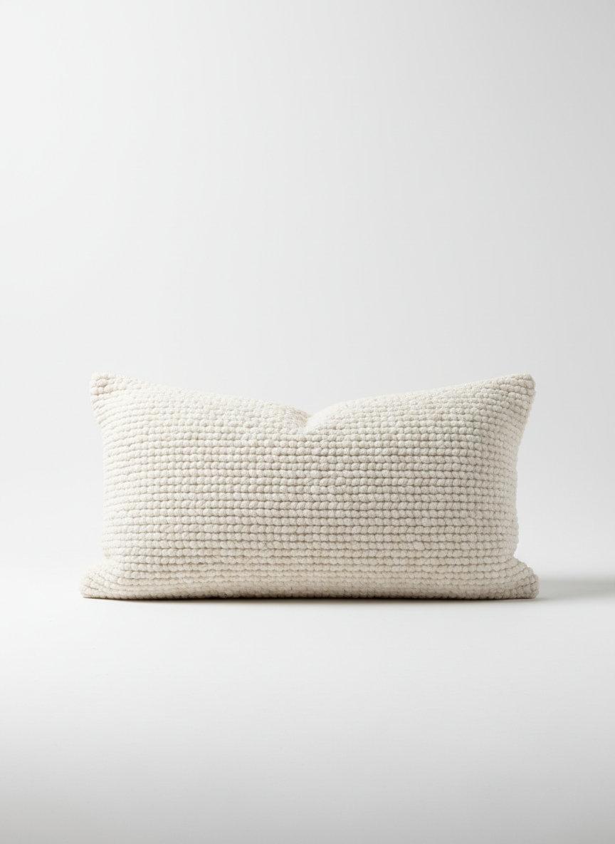 Off-White Bouclé Lumbar Pillow
