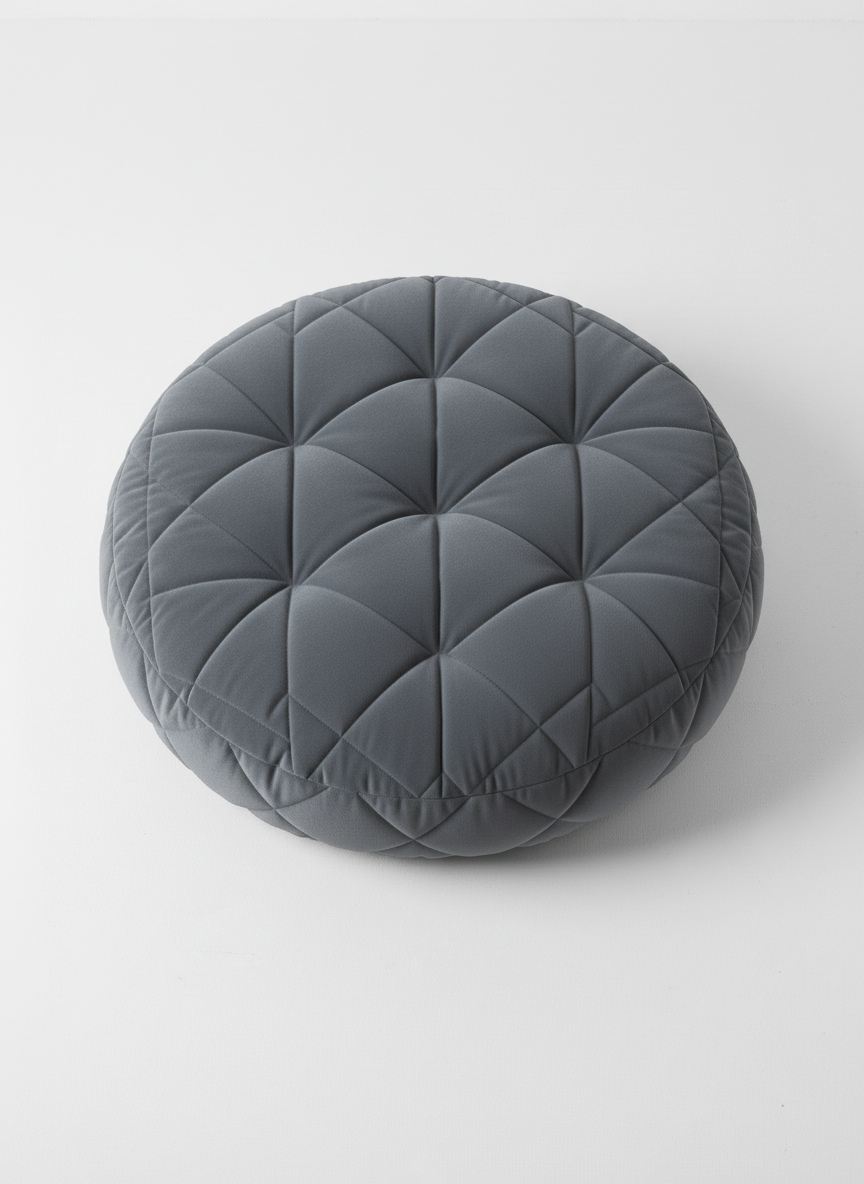 Quilted Grey Velvet Floor Pillow