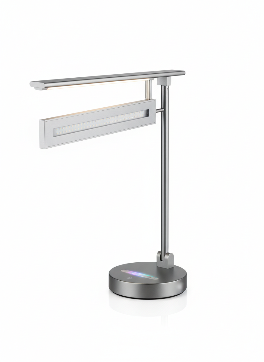 Silver Technical Task Lamp with Integrated USB